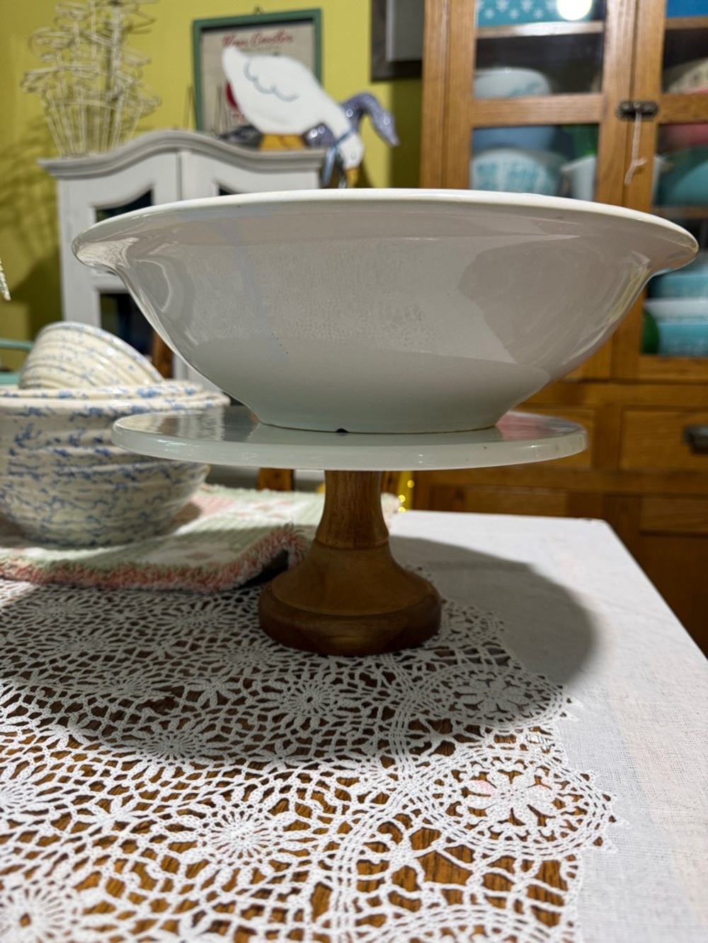 McCoy blue drip glazed wash basin for pitcher